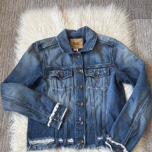PAIGE Distressed Blue Denim Jean Jacket